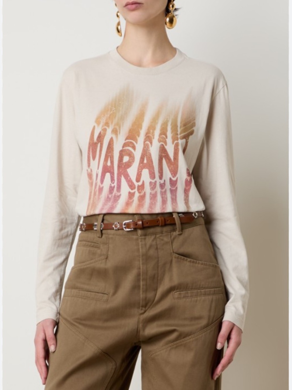 NWT Isabel Marant Etoile Shirt Martine Graphic Long Sleeve in Ecru